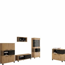 Mēbeļu komplekts LAMIR 1, Ozols artisan/Melns/Melns